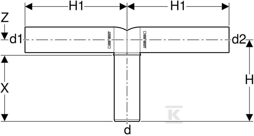 Connection tee Geberit Silent-PP GTDSB - 390.289.14.1