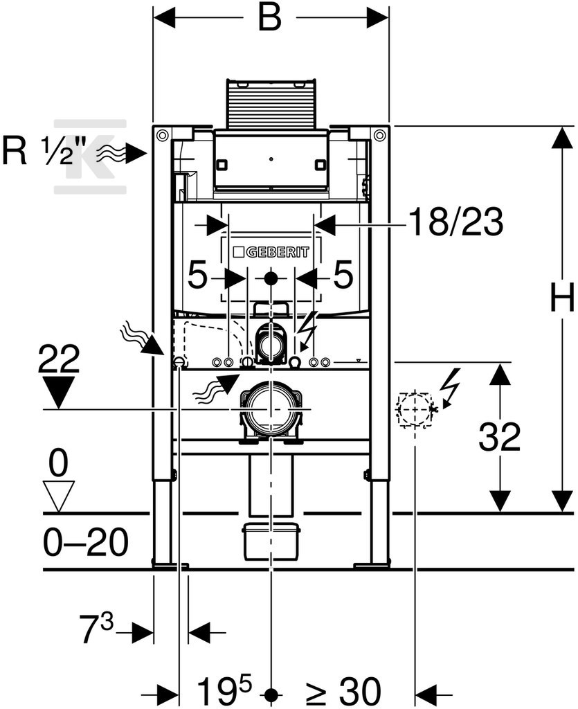 Duofix-Gestell für Omega-WC 12 cm, H82 - 111.003.00.1