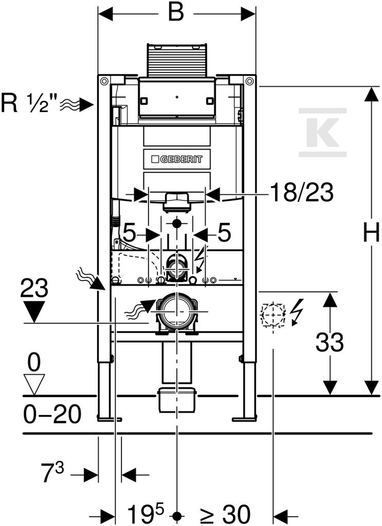 Geberit Duofix assembly element for WC, - 111.030.00.1