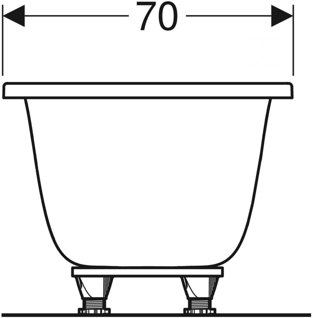 Tava pravougaona kada 170x70, Slim, sa - 554.120.01.1