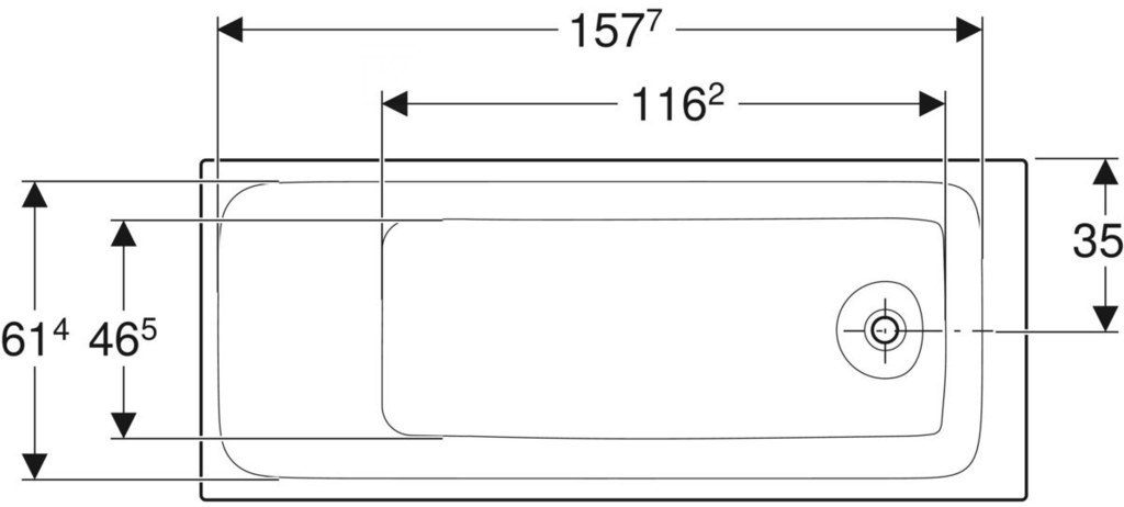 Tava pravougaona kada 170x70, Slim, sa - 554.120.01.1