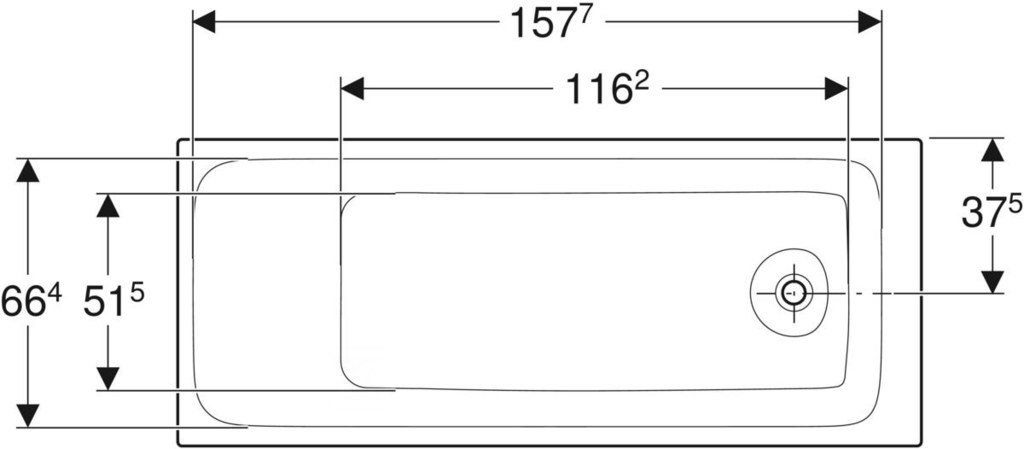 Rectangular bathtub Tawa 170x75, slim, - 554.121.01.1