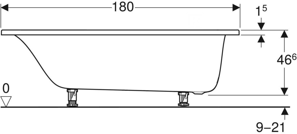 Rectangular bathtub Tawa 180x80, slim, - 554.122.01.1