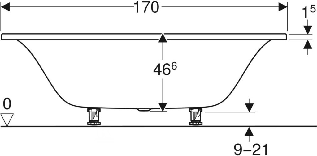 Tava pravougaona kada 170x75, duo, - 554.123.01.1