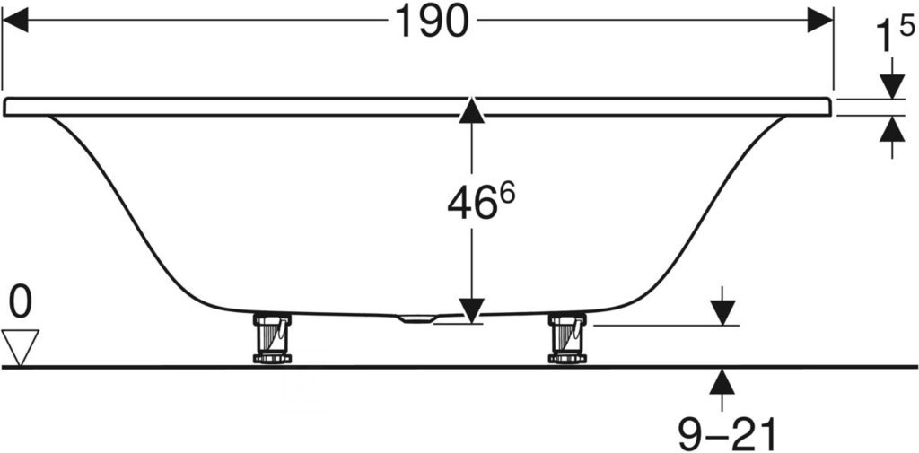 Rectangular bathtub Tawa 190x90, duo, - 554.125.01.1