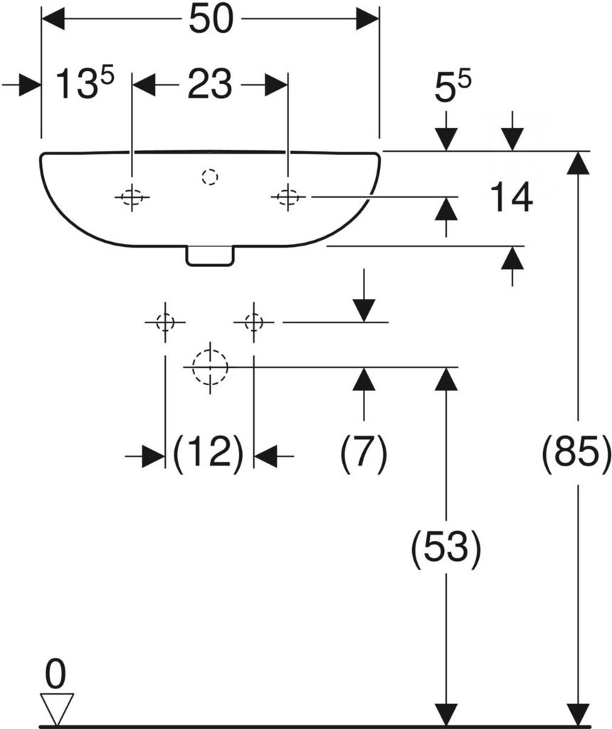 Umyvadlo Rekord 50 cm s otvorem - K91150000