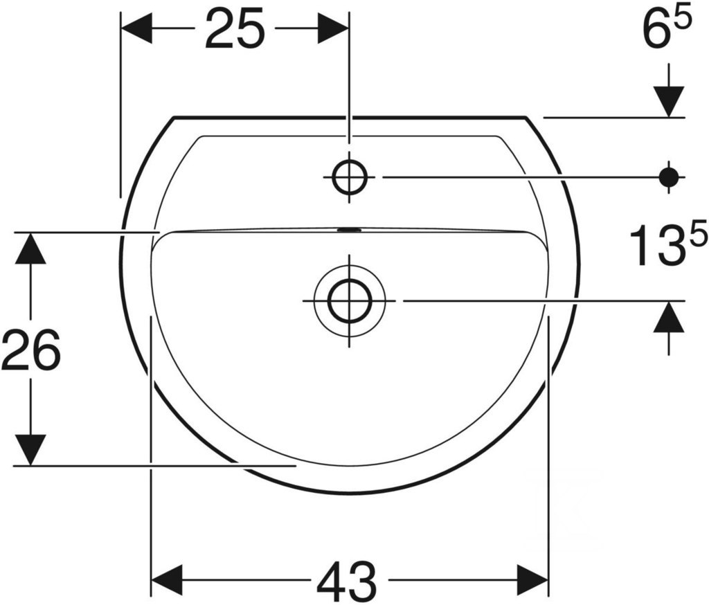 Umyvadlo Rekord 50 cm s otvorem - K91150000