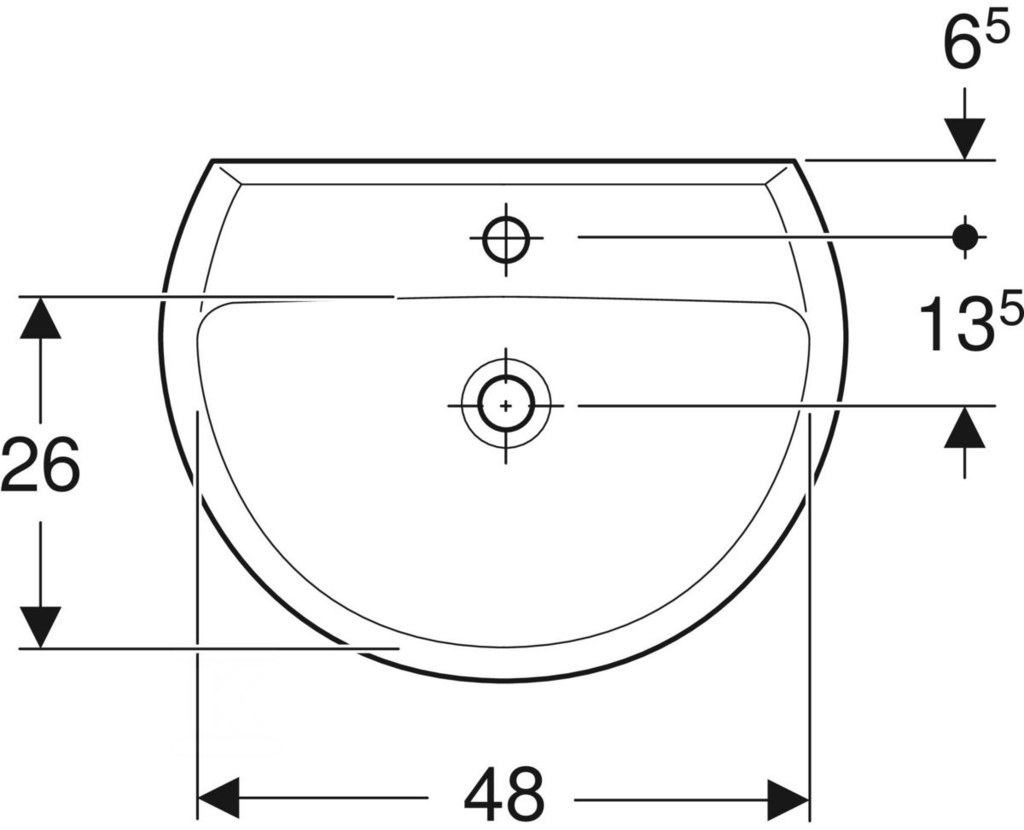 Umyvadlo Rekord 55 cm s otvorem - K91155000