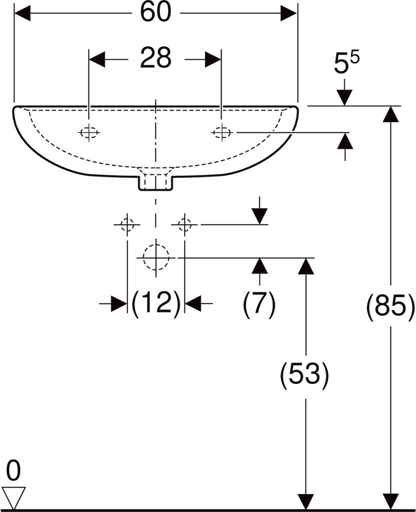 Umyvadlo Rekord 60 cm s otvorem - K91160000