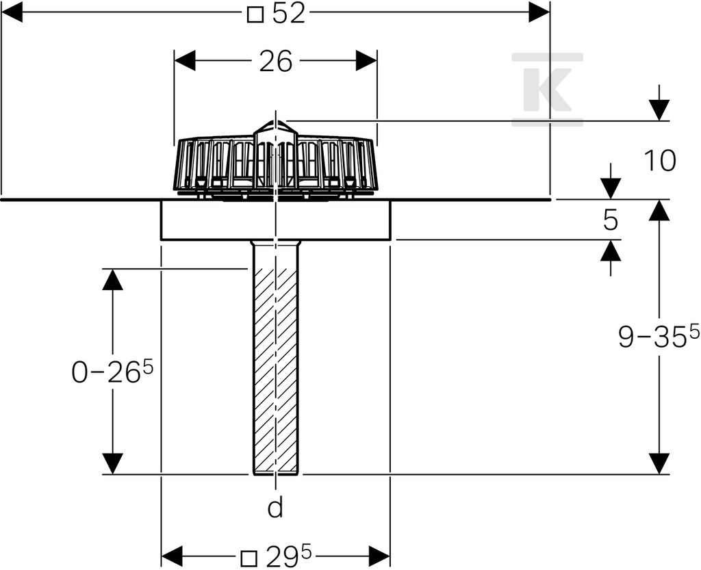 Wpust dachowy DN56 z kołnierzem - 359.109.00.1