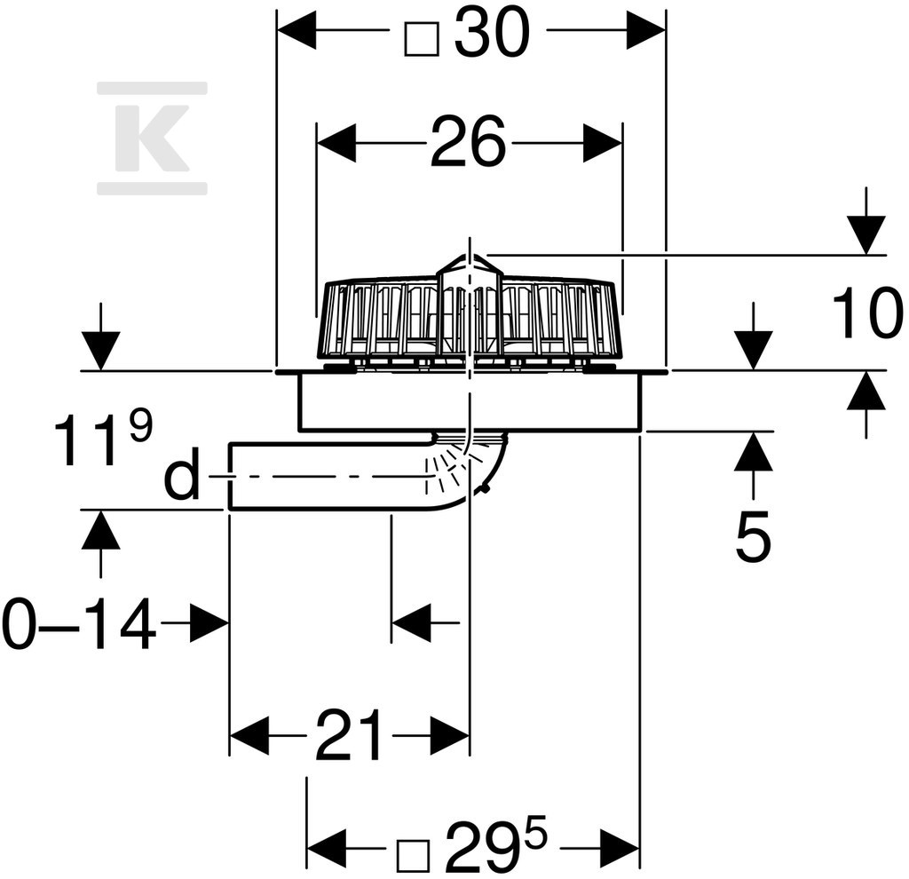 Wpust dachowy DN56 z kołnierzem - 359.117.00.1