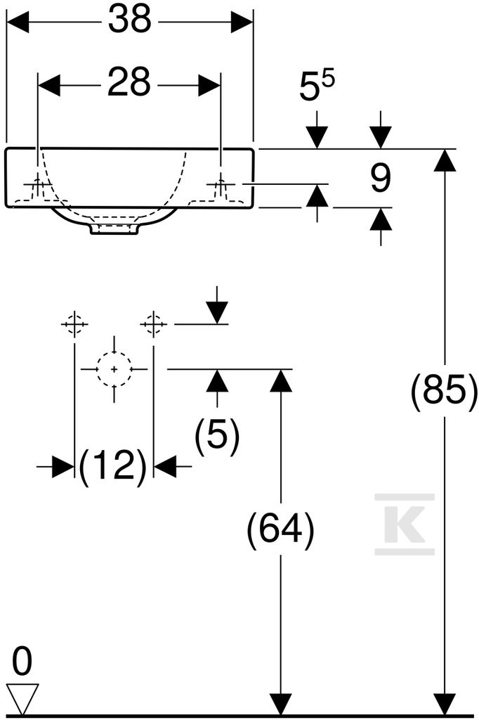 iCon kompaktni umivaonik, 38 cm, sa - 124736000