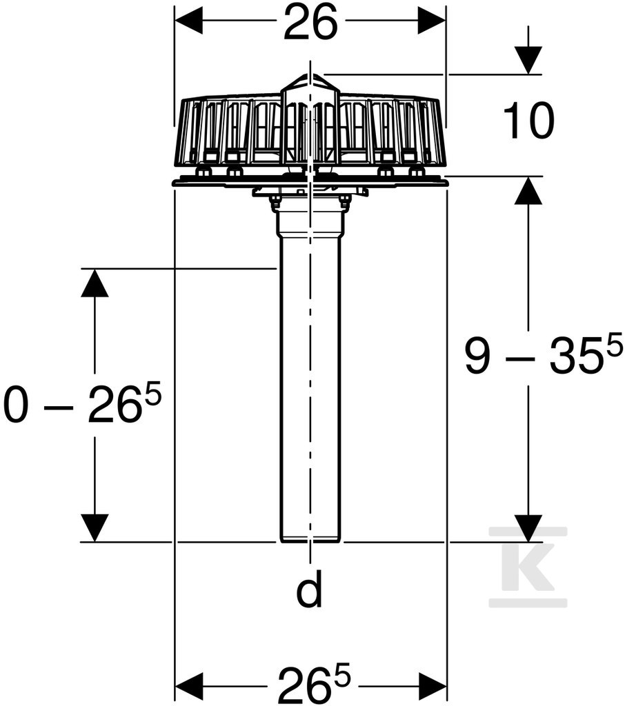 Wpust dachowy DN56 z kołnierzem - 359.112.00.1