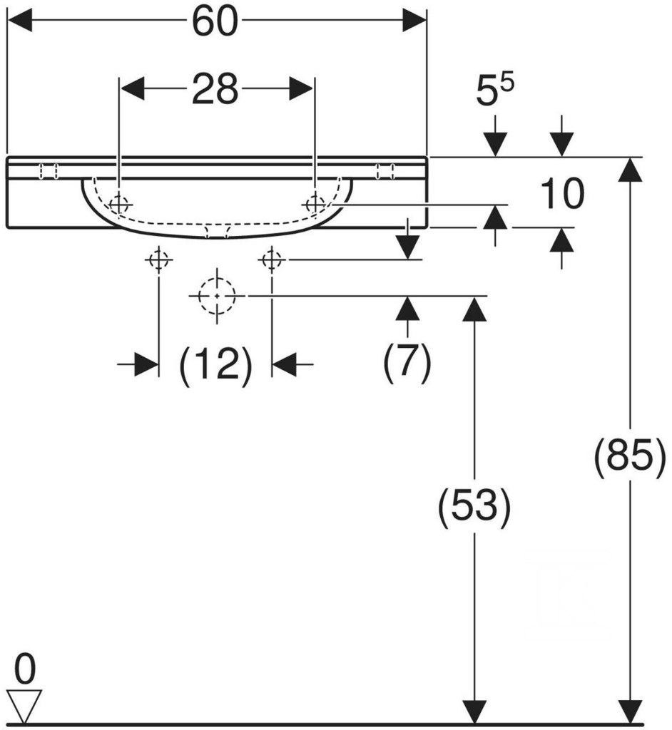 Umywalka Publica 60x55 cm, z wycięciami - 402160016