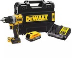 Дриль-шуруповерт DEWALT XR 18V безщітковий, 2-швидкісний, момент 90Nm, 2 акумулятори 1.7Ah POWERSTACK, зарядний пристрій та валіза TSTAK DCD800E2T-QW