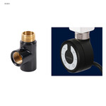 Grzałka grzejnikowa Onnline MOA 600W czarna RAL 9005, kabel spiralny z wtyczką (czarny 1,5m) z trójnikiem GZ 1/2"-GW 1/2"-GW 1/2", RAL 9005 matt
