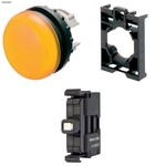 Lampka sygnalizacyjna płaska żółta 230V + łącznik mocujący + dioda LED biala U=230V