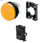 Lampka sygnalizacyjna płaska żółta 24V + łącznik mocujący + dioda LED biała U=24V
