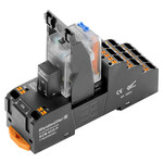 Moduł przekaźnikowy, 24 V DC, Zielona dioda LED, 4 zestyk przełączny (AgNi złocone cienkowarstwowo), 250 V AC, 5 A, PUSH IN, DRMKITP 24VDC 4CO LD/PB