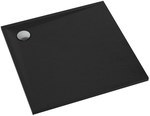 "Etrusco" composite shower tray Stabilsound Plus Black Stone 90x90x3 cm square with mushroom siphon, matt black