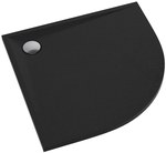 Brodzik kompozytowy "Etrusco" Stabilsound Plus Black Stone 90x90x3 cm R55 półokrągły z syfonem z grzybkiem czarny mat