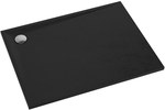 Brodzik kompozytowy "Etrusco" Stabilsound Plus Black Stone 80x120x3 cm prostokątny z syfonem z grzybkiem czarny mat