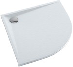 Brodzik kompozytowy "Etrusco" Stabilsound Plus White Stone 80x80x3 cm R55 półokrągły z syfonem z grzybkiem biały mat