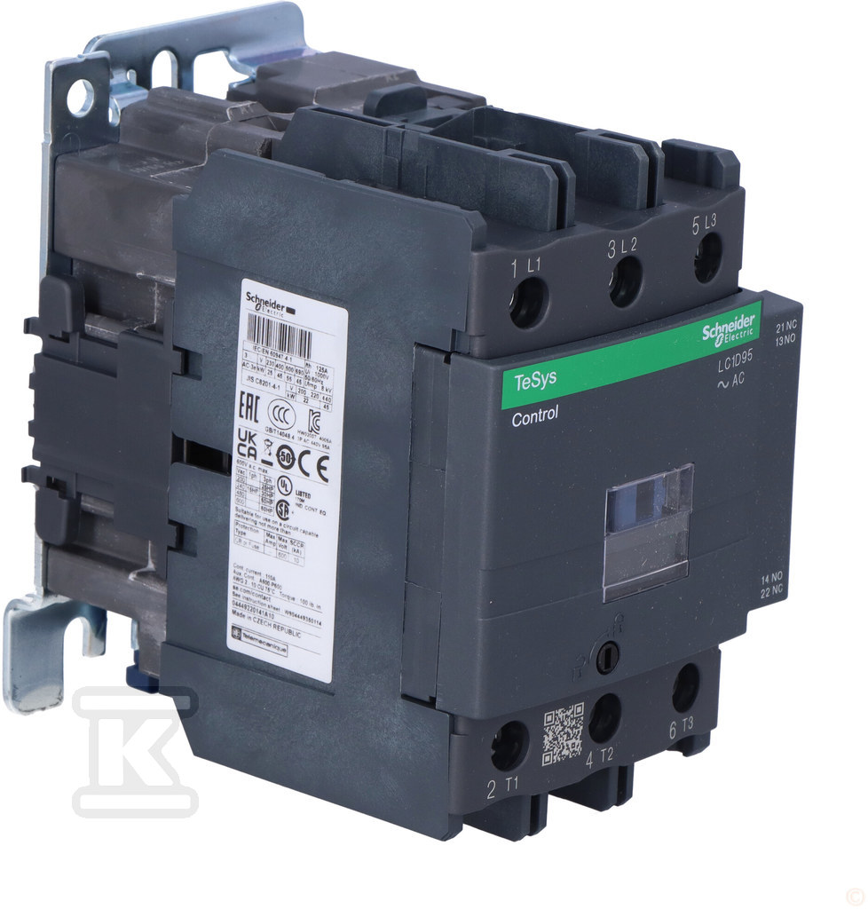 Power contactor TeSys D AC3 95A 3P 1NO - LC1D95P7