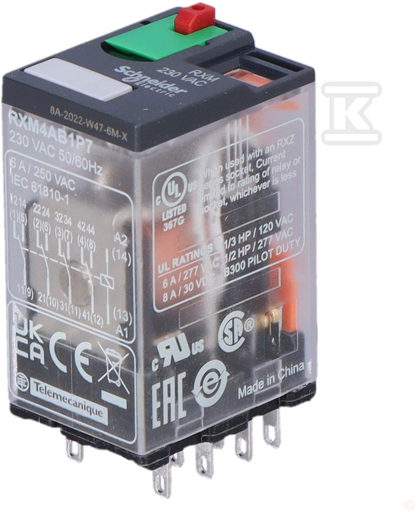 Zelio RXM мініатюрне реле 230V AC, 6A, - RXM4AB1P7