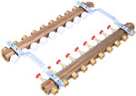 Manifold ONNLINE 1 "for underfloor heating with valves for actuators, M30 thread and flow meters - 10 circuits