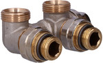 Vekolux Rp1/2 - Connection set for bottom flow radiators with a valve insert with shut-off and draining function, two-pipe, angular,