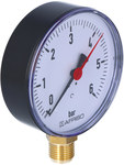 Heating manometer RF 100 RAD, fi 100 mm, 0-6 bar, 1/2" rad, cl. 2.5 vertical