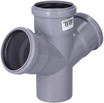 Single-plane cross piece PP-HT 75x75x75/67 sanitary gray, for internal sewage