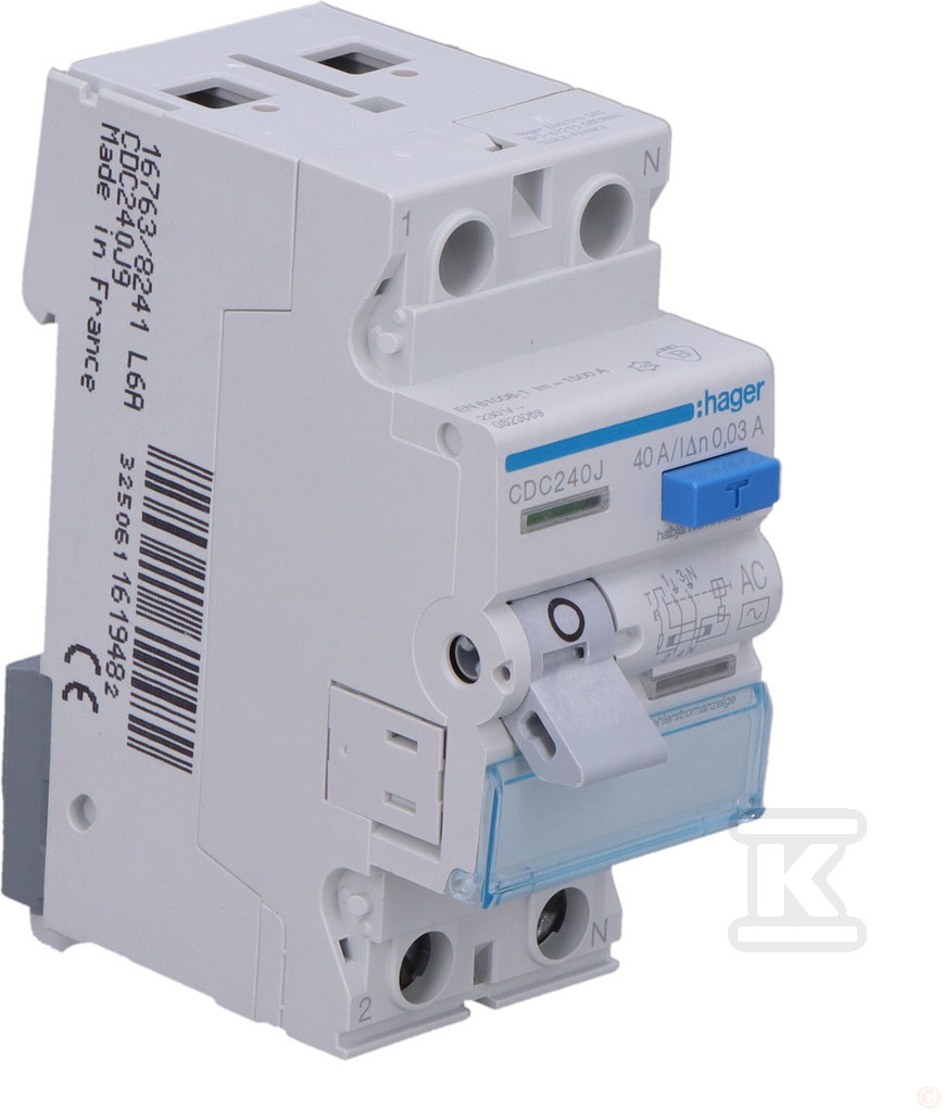 Residual current circuit breaker, 40A, - CDC240J