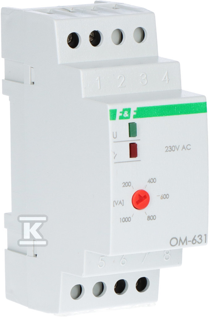 Ogranicznik poboru mocy F&F OM-631 regulacja obciążenia 200-1000VA , I=16A , 3 moduły