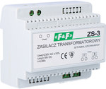 Transformátorový zdroj ZS-3, vstupné napätie 230V AC, výstupné napätie 5, 12, 15, 18, 24, 48 V DC, P=12W, 6 modulov