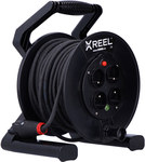 Single-phase coiled extension cord on a plastic drum, "XREEL" type - input 40 meters H05RR-F 3x1.5 (OW) rubber plug 16A output 4xGS termik IP20