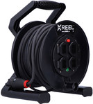 Single-phase coiled extension cord on a plastic drum, "XREEL" type - input 40 meters H05RR-F 3x1.5 (OW) rubber plug 16A output 4xGS termik IP44