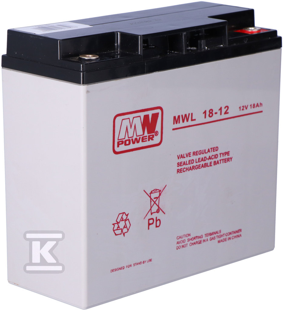 MW Power AGM Batterie AGM 12V/18Ah - MWL 18-12