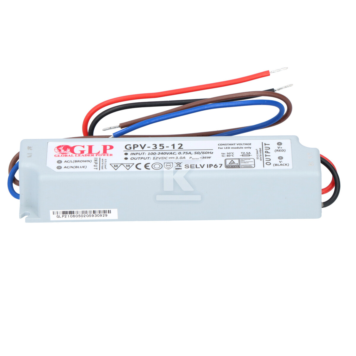 Блок живлення GLP LED 12V 3A 35W - GPV-35-12