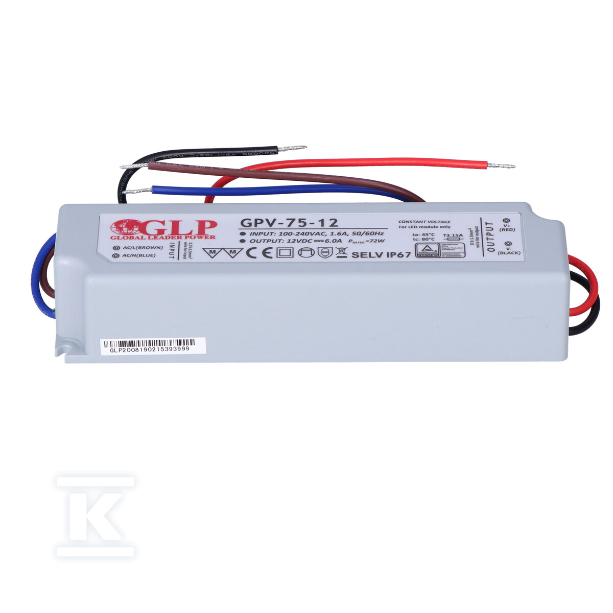 Блок живлення GLP LED 12V 6A 75W - GPV-75-12