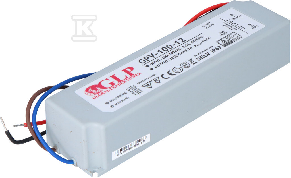 GLP LED power supply 12V 8A 100W - GPV-100-12