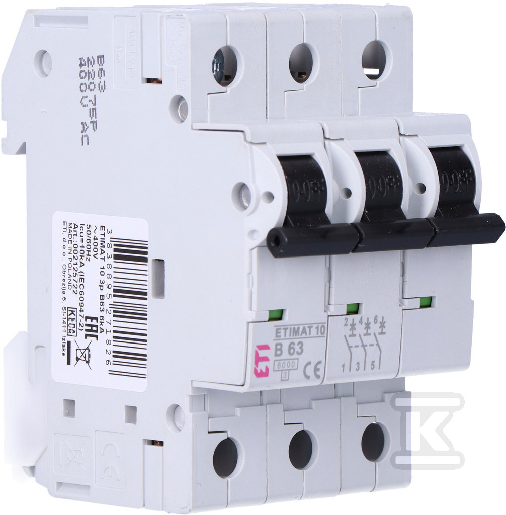 ETIMAT 10 3p B63 6kA circuit breaker - 002125722