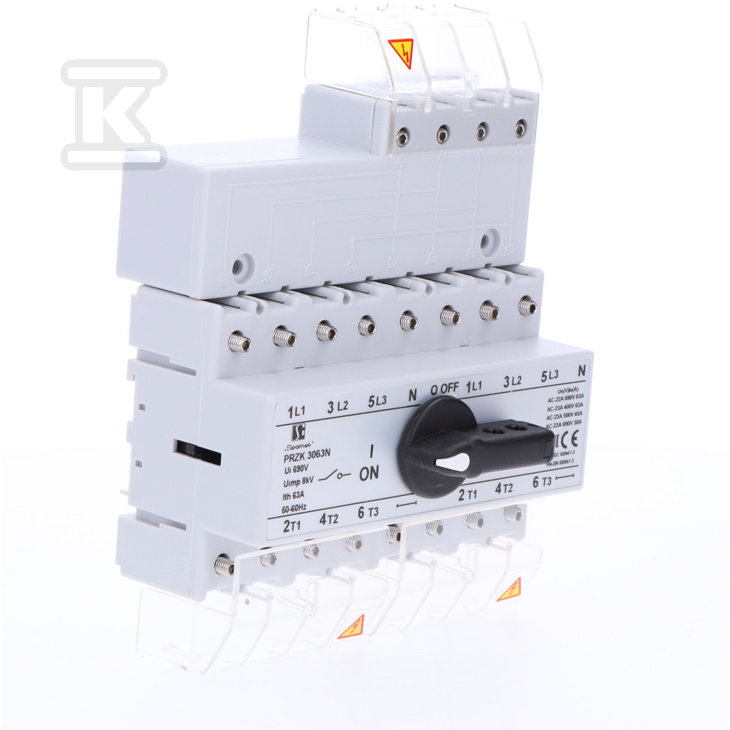 Spínač zdroje 63A, 3 póly + N - PRZK-3063N\WO2