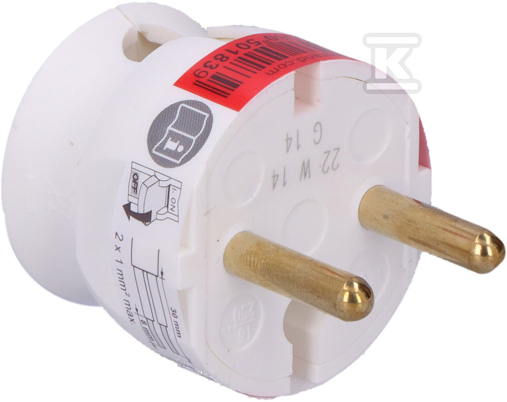 Low plug 2P 16a white - 050183