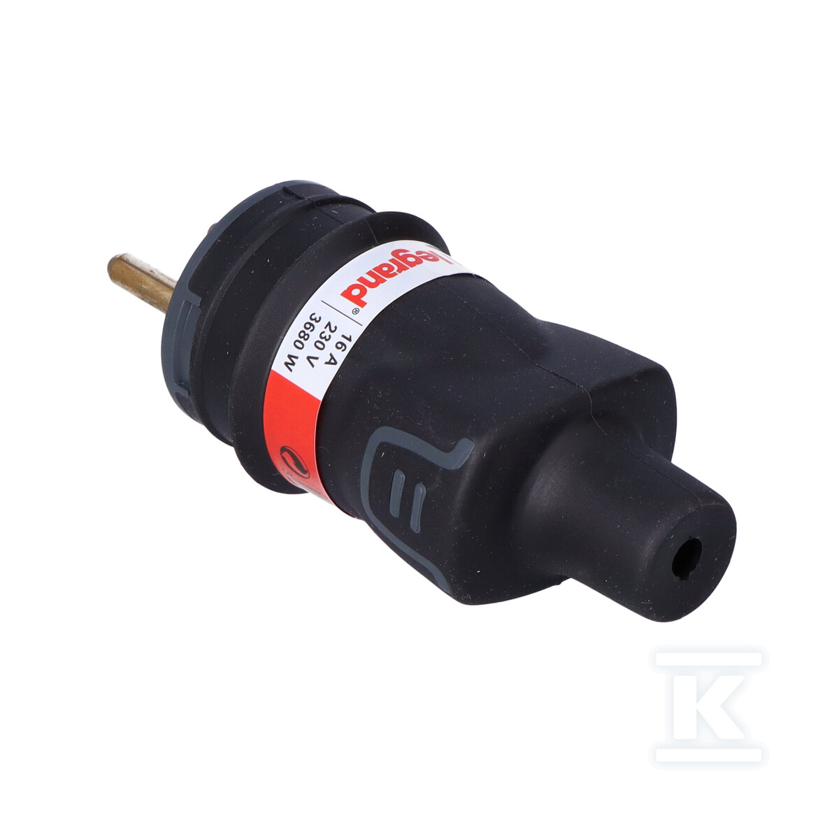 Вилка 2P+Z 16a IP44 чорна гума - 050114