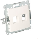 Cover for telecommunication sockets for Keystone, flat, double, white Simon54