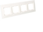 4-way frame Nature-Glass, WHITE PEARL, IP20/IP44' ('IP44 - use DUN4 gaskets), SIMON54 NATURE