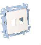 Cover for telecommunication sockets for Keystone, flat, double (module), white Simon10