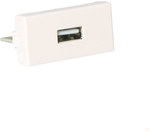 Doska K45/2 USB konektory typ A samica 22,5x45mm + zásuvka, skrutkové svorky, biela